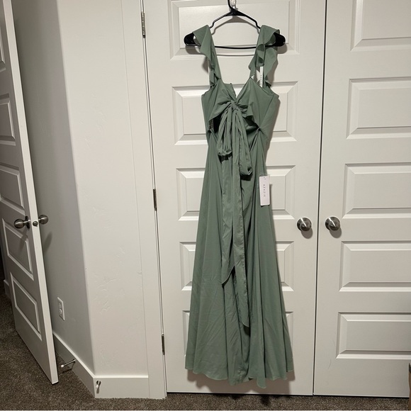 Azazie Arela Dress Stretch Matcha Green A12 - Picture 6 of 11